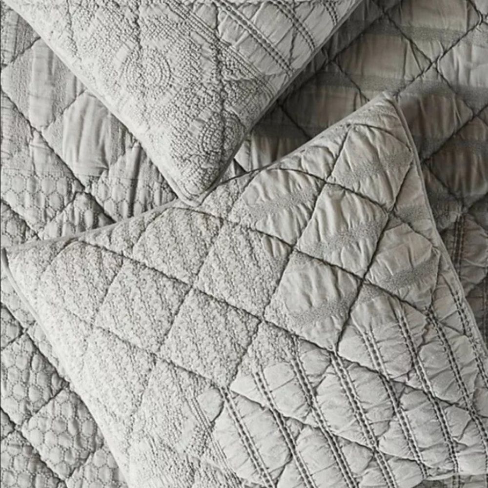 Anthropologie Euro Sham Embroidered Shiloh Stone
